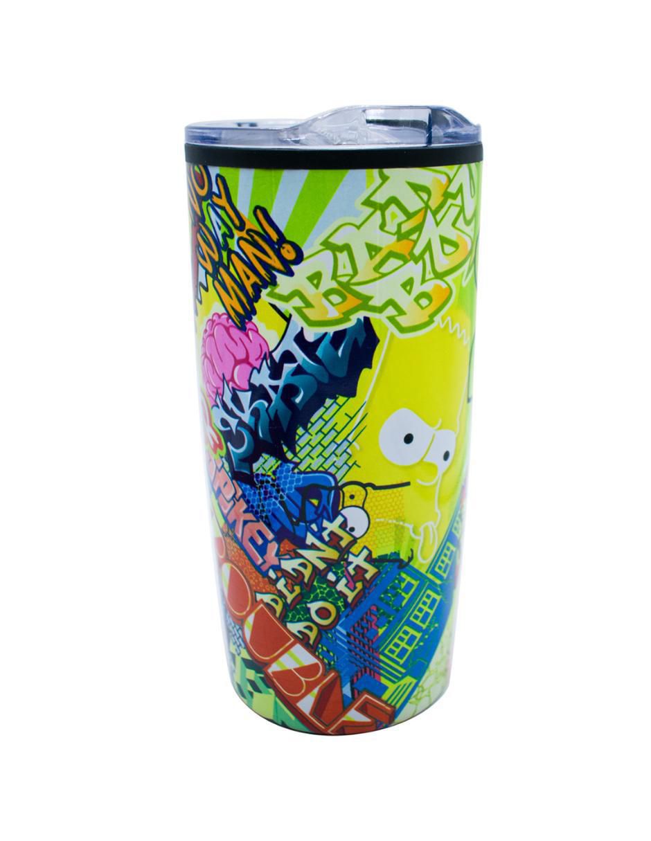 Termo de acero inoxidable Los Simpson con tapa a presión 450 ml 2