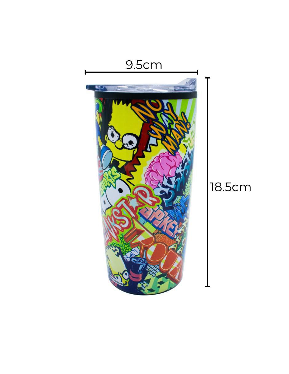 Termo de acero inoxidable Los Simpson con tapa a presión 450 ml 6