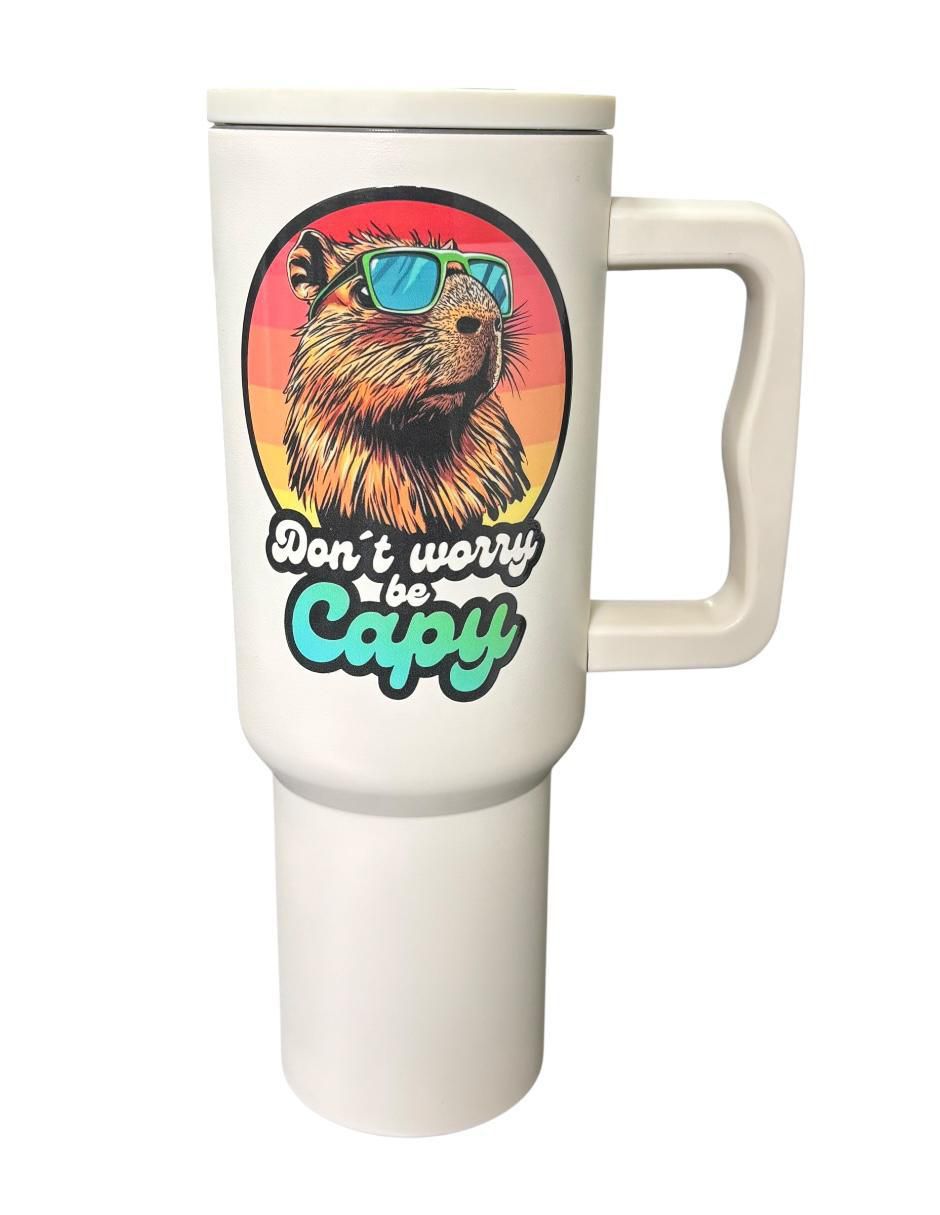 Termo de acero inoxidable Capibara vives con tapa rosca 1.2 L