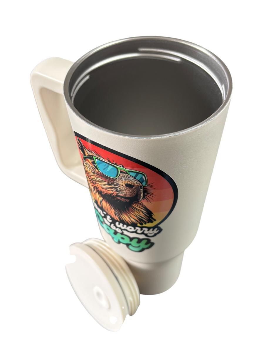 Termo de acero inoxidable Capibara vives con tapa rosca 1.2 L 3