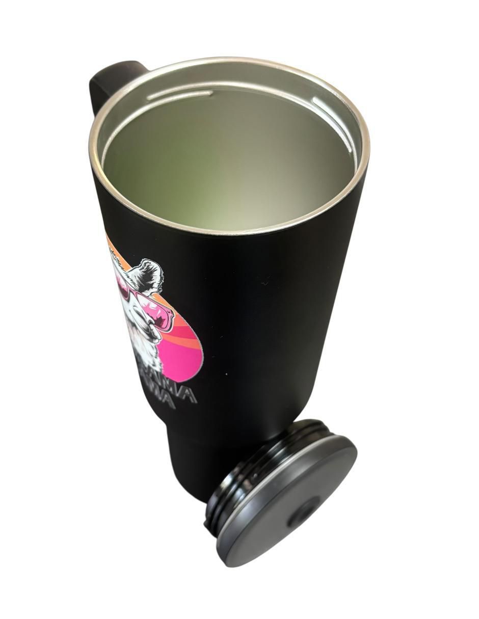 Termo Luxo MX de acero inoxidable Llama white&black con tapa rosca 1.2 L