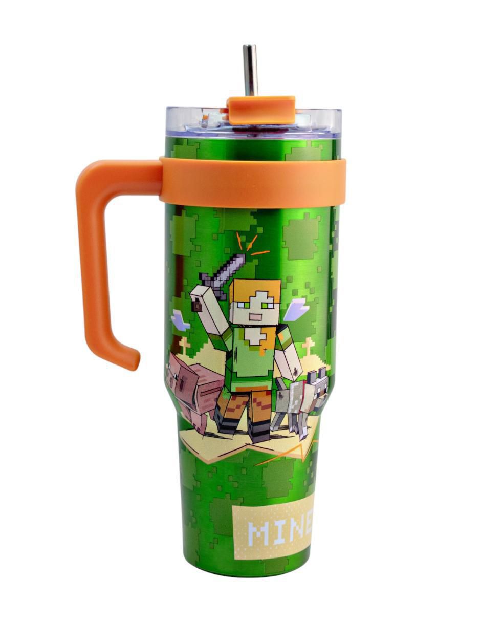 Termo doble pared de acero inoxidable Minecraft con tapa rosca 1.2 L 3