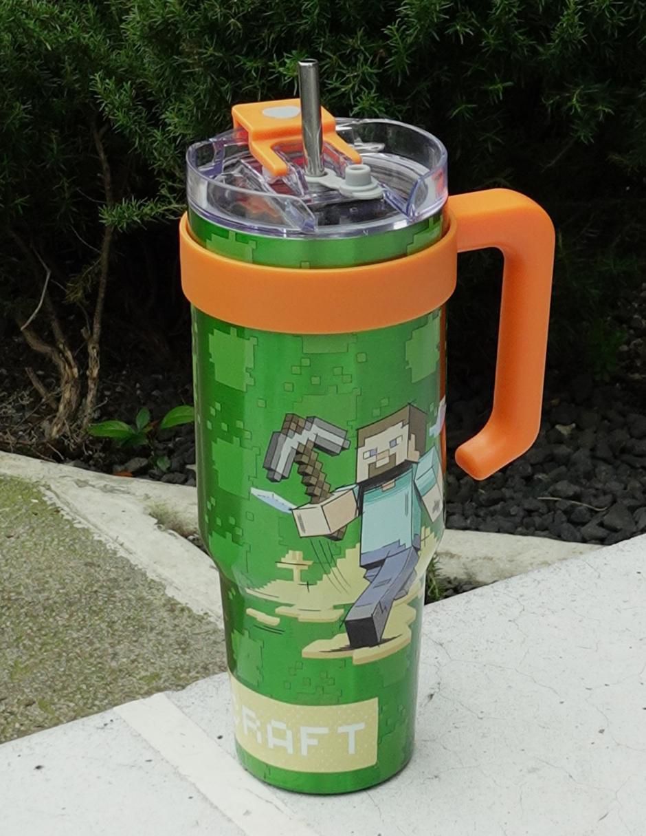 Termo doble pared de acero inoxidable Minecraft con tapa rosca 1.2 L 8