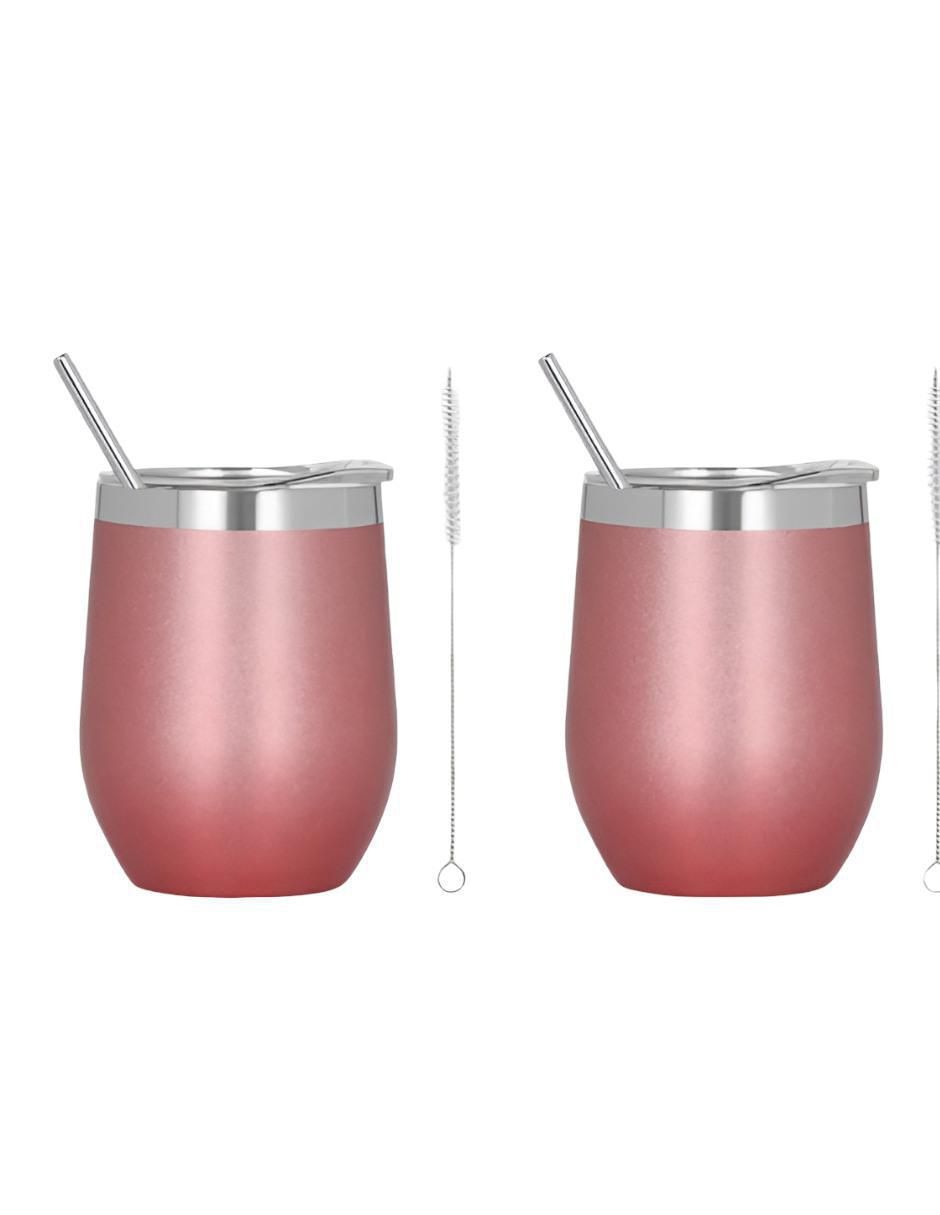 Set de vasos con tapa y popote Xtllar3637 con 2 piezas