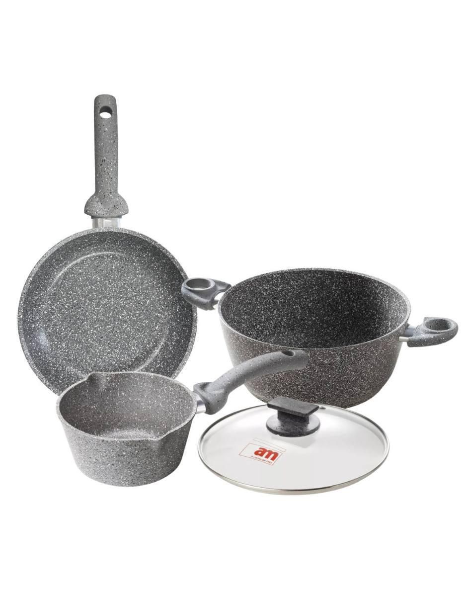 Batería de cocina Cuore di pietra de aluminio forjado antiadherente minerales naturales 4 piezas