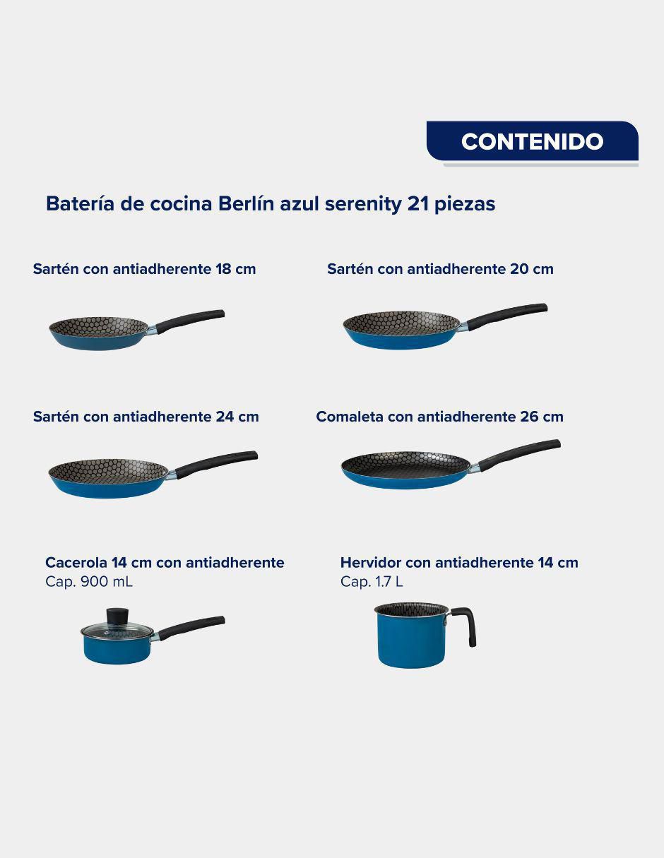 Batería de cocina Berlín Serenity de aluminio antiadherente sin PFOA 21 piezas 3