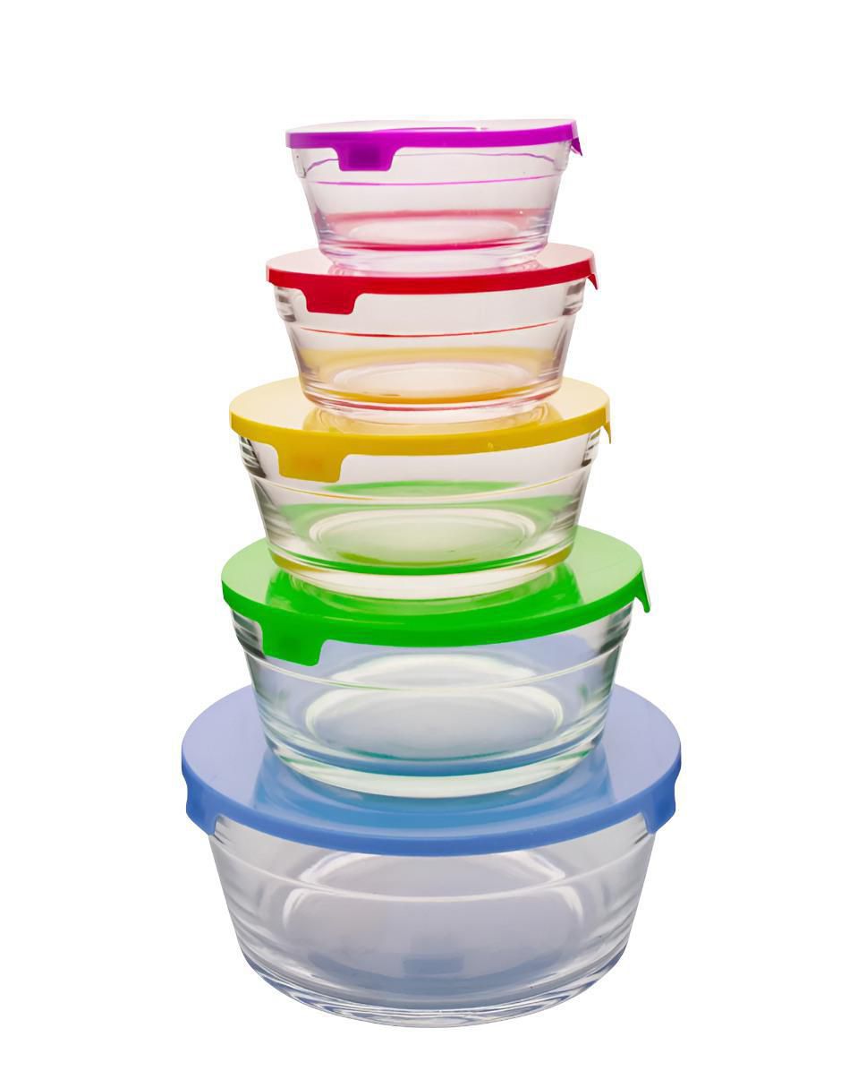 Set de contenedor para refrigerador de vidrio 5 piezas