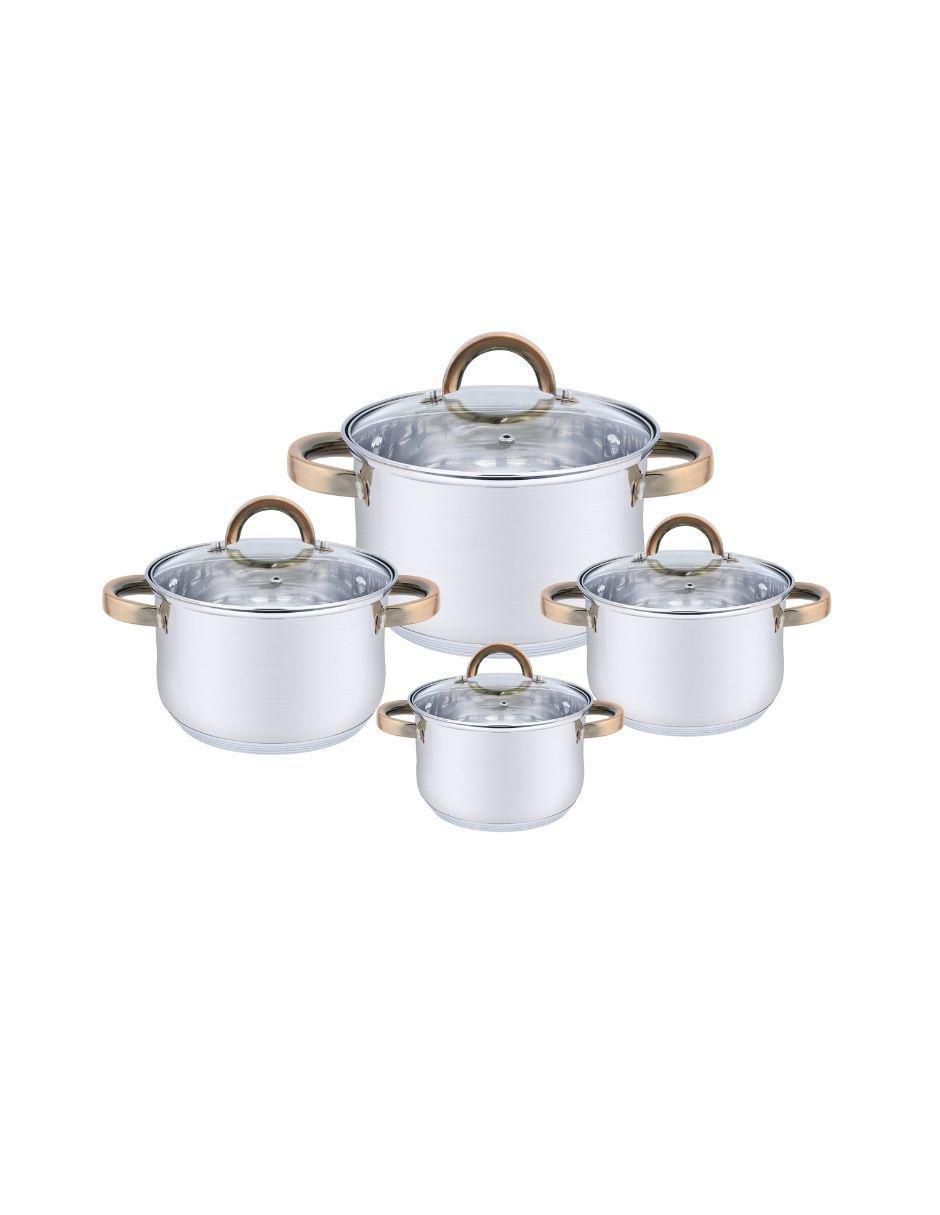 Batería de cocina de acero inoxidable antiadherente convencional 8 piezas