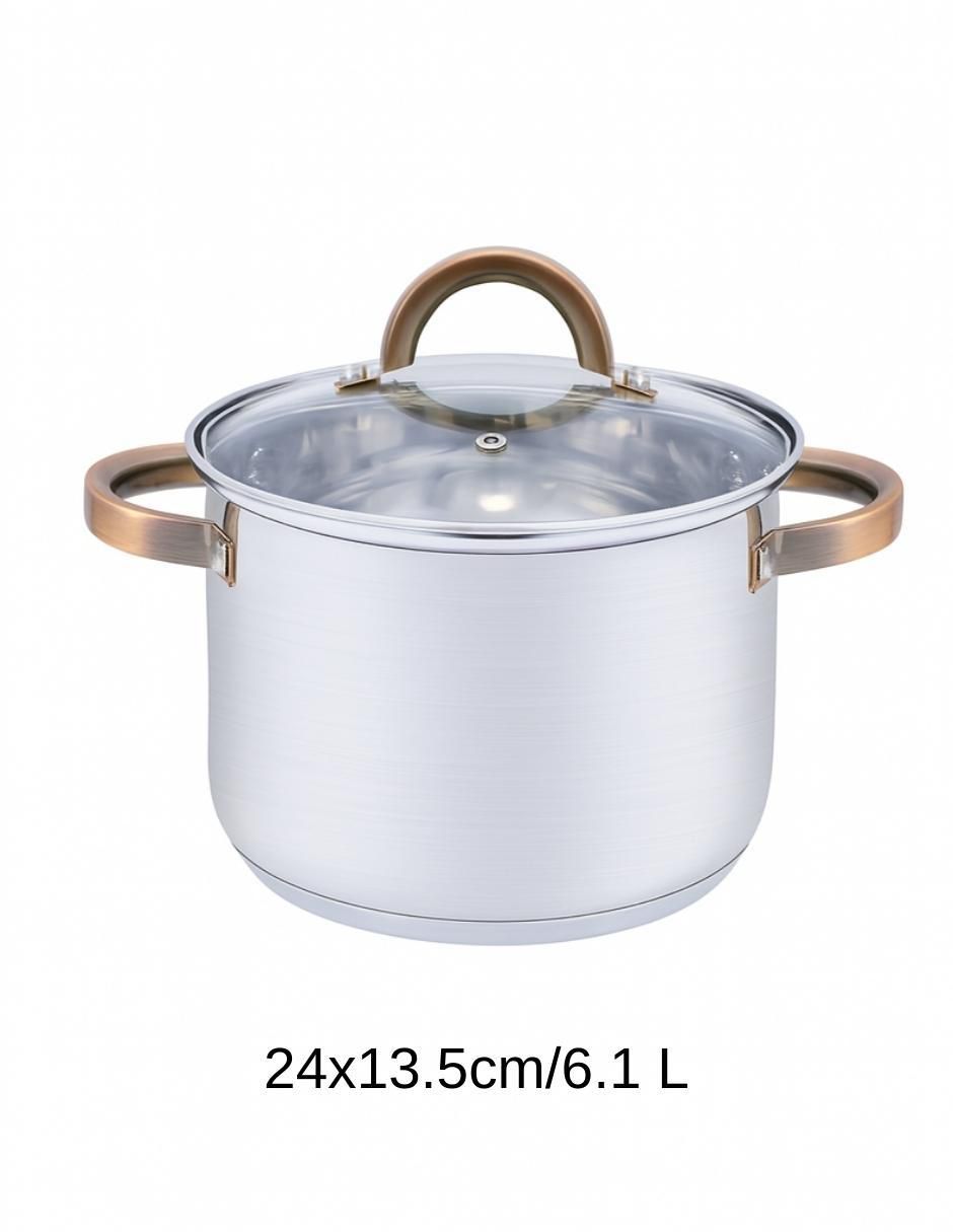 Batería de cocina de acero inoxidable antiadherente convencional 8 piezas 4