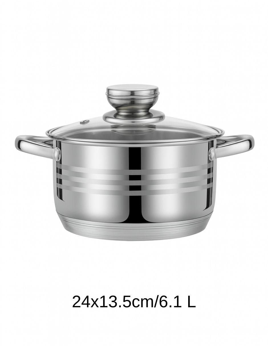 Batería de cocina de acero inoxidable antiadherente combinado 6 piezas 3