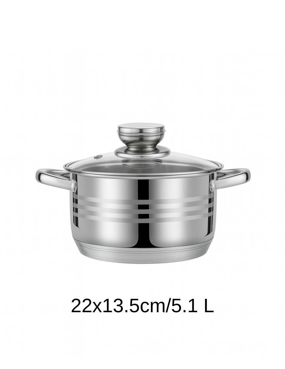 Batería de cocina de acero inoxidable antiadherente combinado 6 piezas 4