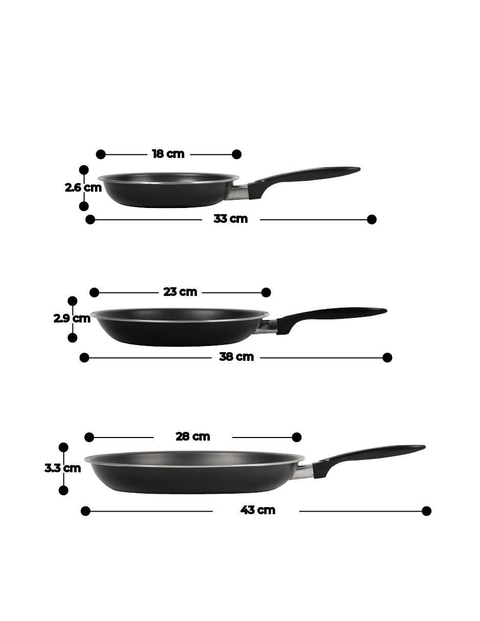 Set de sartenes LOVE COOK de aluminio anodizado 3 piezas 6