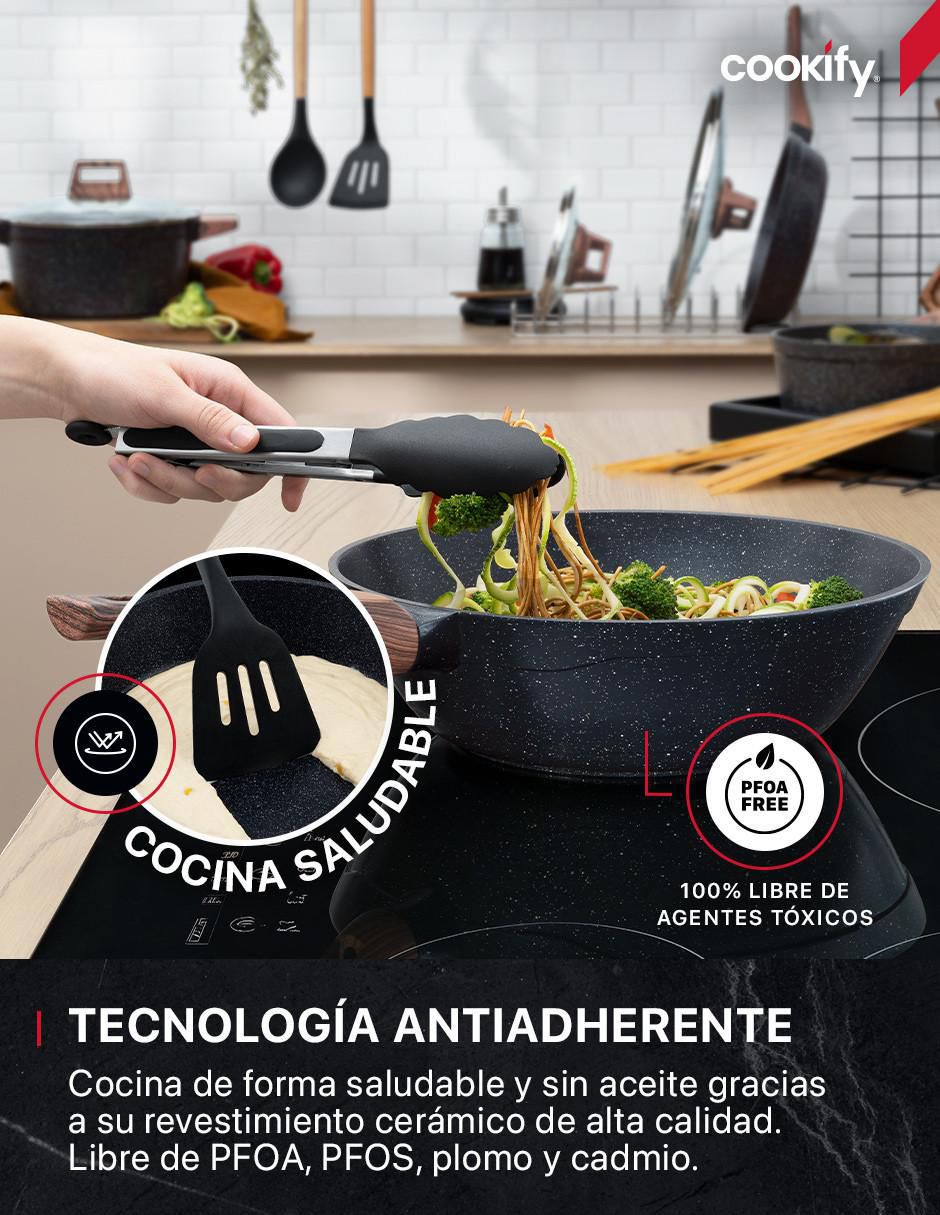 Batería de cocina de mármol antiadherente minerales naturales 11 piezas 3