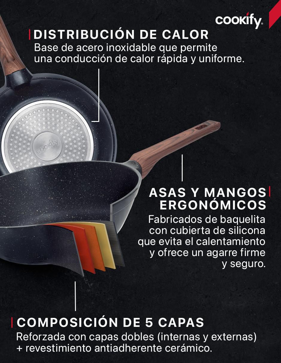 Batería de cocina de mármol antiadherente minerales naturales 11 piezas 4