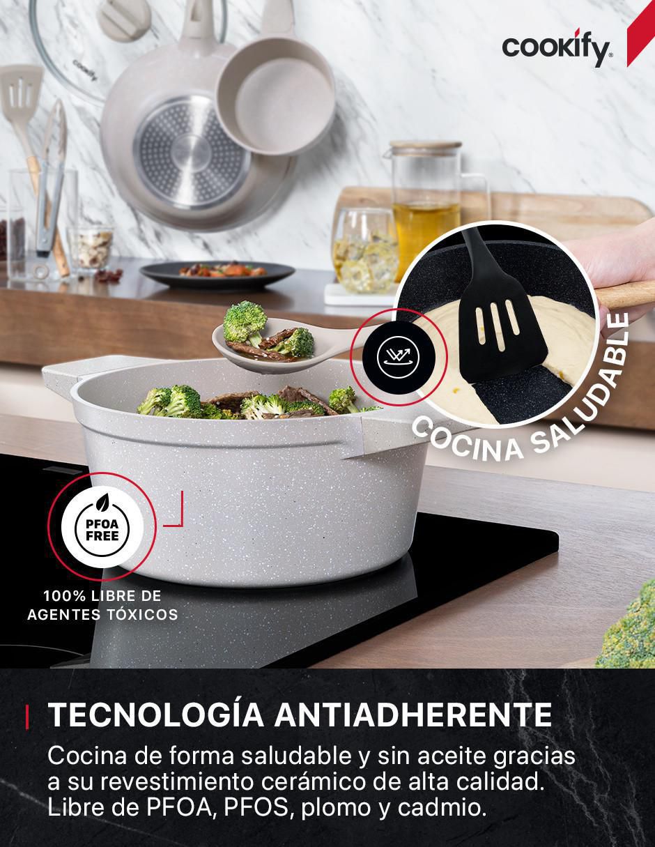 "batería de cocina" cookify cacerolas, sartenes y utensilios "de" mármol "antiadherente" minerales naturales 11 piezas "piezas"