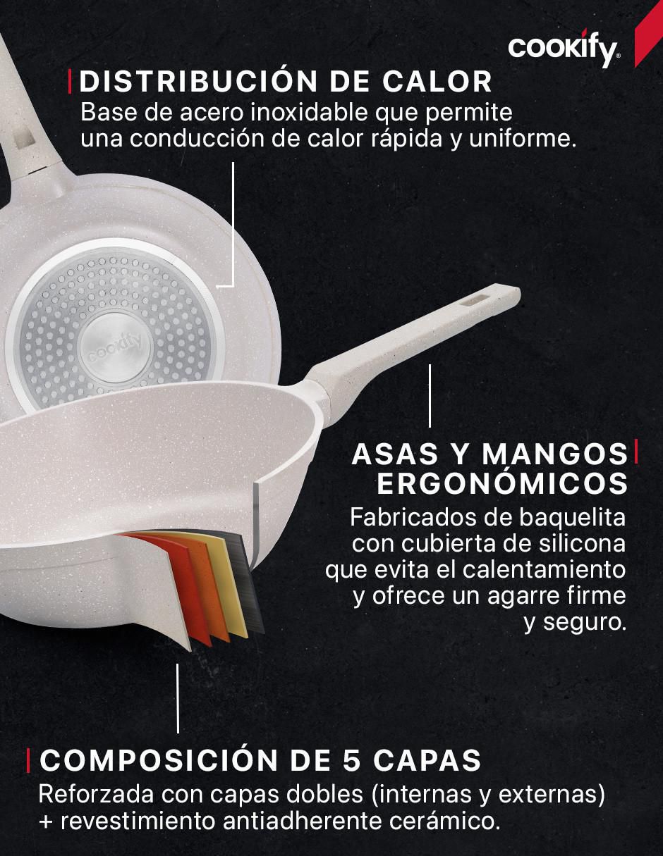 "batería de cocina" cookify cacerolas, sartenes y utensilios "de" mármol "antiadherente" minerales naturales 11 piezas "piezas"