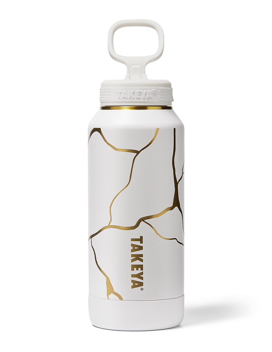 Termo de acero inoxidable 32Oz Gold Crackle con tapa flip top 950 ml