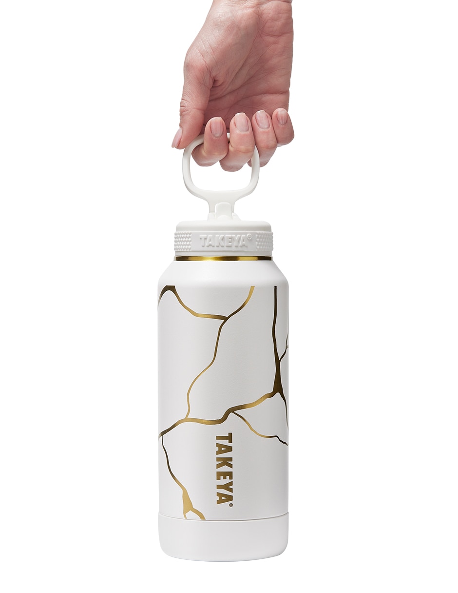 Termo de acero inoxidable 32Oz Gold Crackle con tapa flip top 950 ml 3