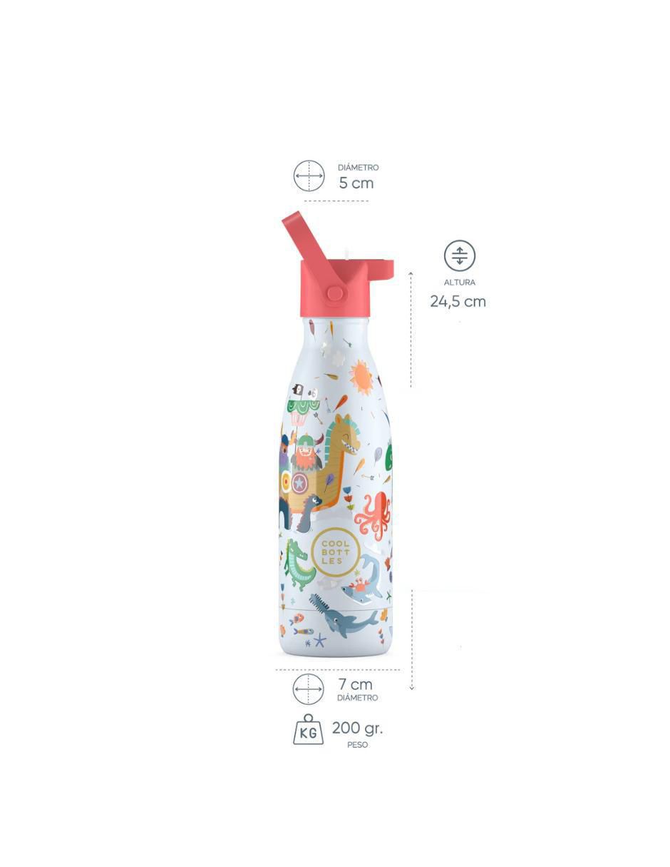 Botella de agua de acero inoxidable Brave Vikings con tapa rosca 350 ml 6