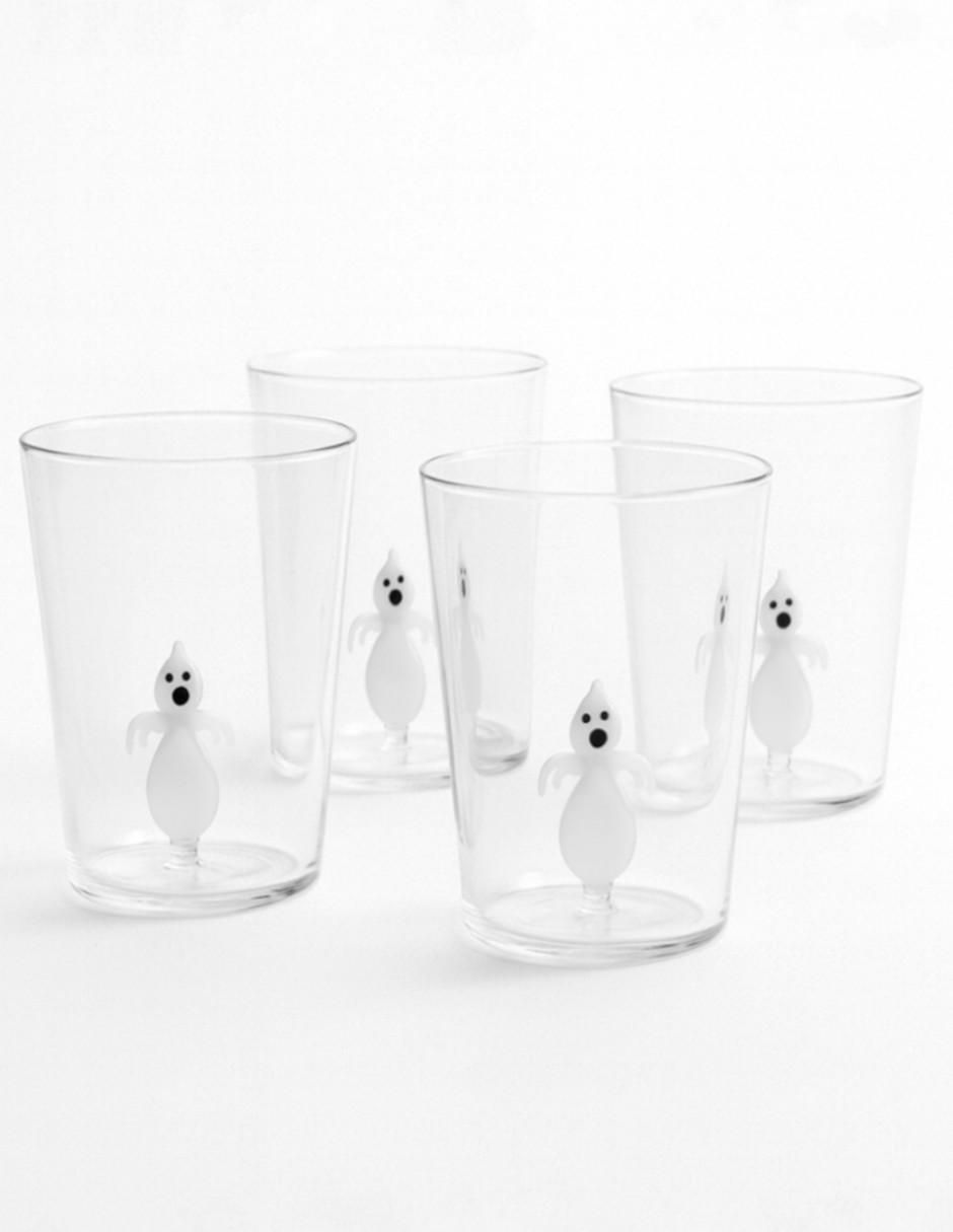 Set de vasos para jugo fantasma de cristal con 4 piezas Set de vasos para jugo fantasma de cristal con 4 piezas