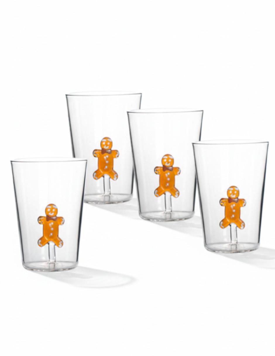 Set de vasos para jugo jengibre de cristal con 4 piezas Set de vasos para jugo jengibre de cristal con 4 piezas