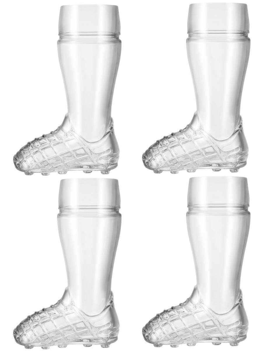 Vaso para cerveza Soccer de vidrio con 4 piezas