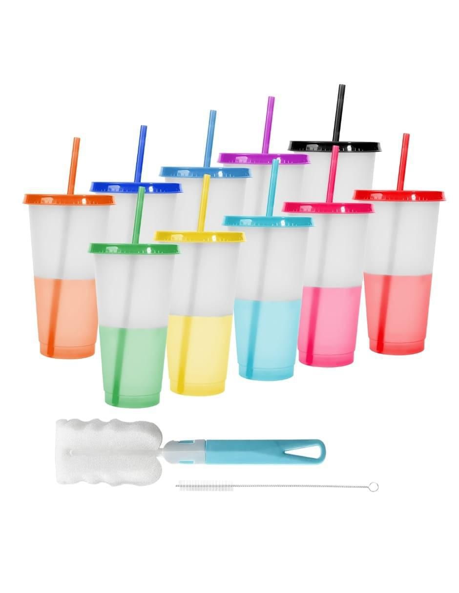 Vaso con tapa de plástico con 10 piezas 1