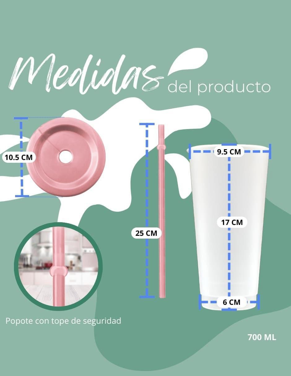 Vaso con tapa de plástico con 10 piezas
