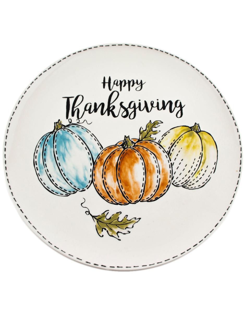 Plato ensalada Happy Thanksgiving de cerámica Plato ensalada Happy Thanksgiving de cerámica