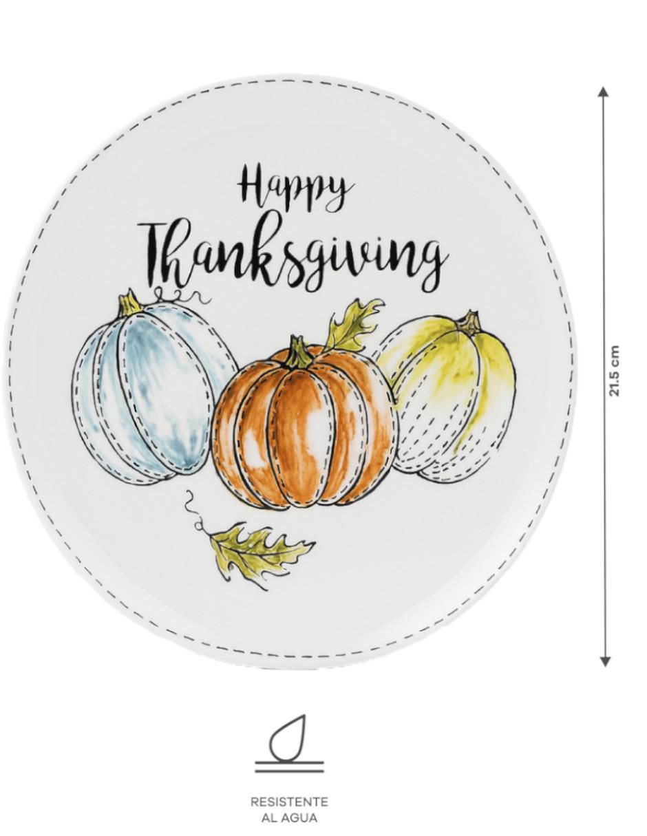 Plato ensalada Happy Thanksgiving de cerámica 5