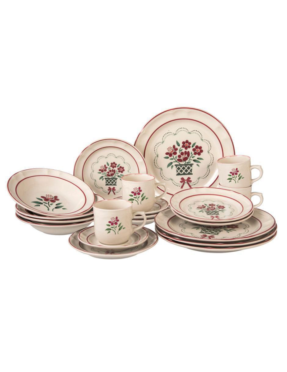 Vajilla cerrada flor de otoño navidad de porcelana para 4 personas