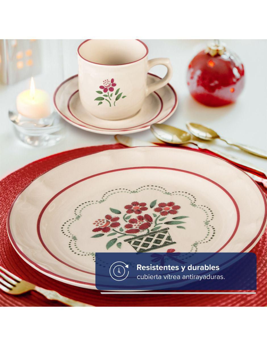 Vajilla cerrada flor de otoño navidad de porcelana para 4 personas 2
