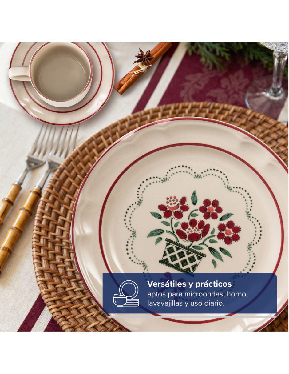 Vajilla cerrada flor de otoño navidad de porcelana para 4 personas 3