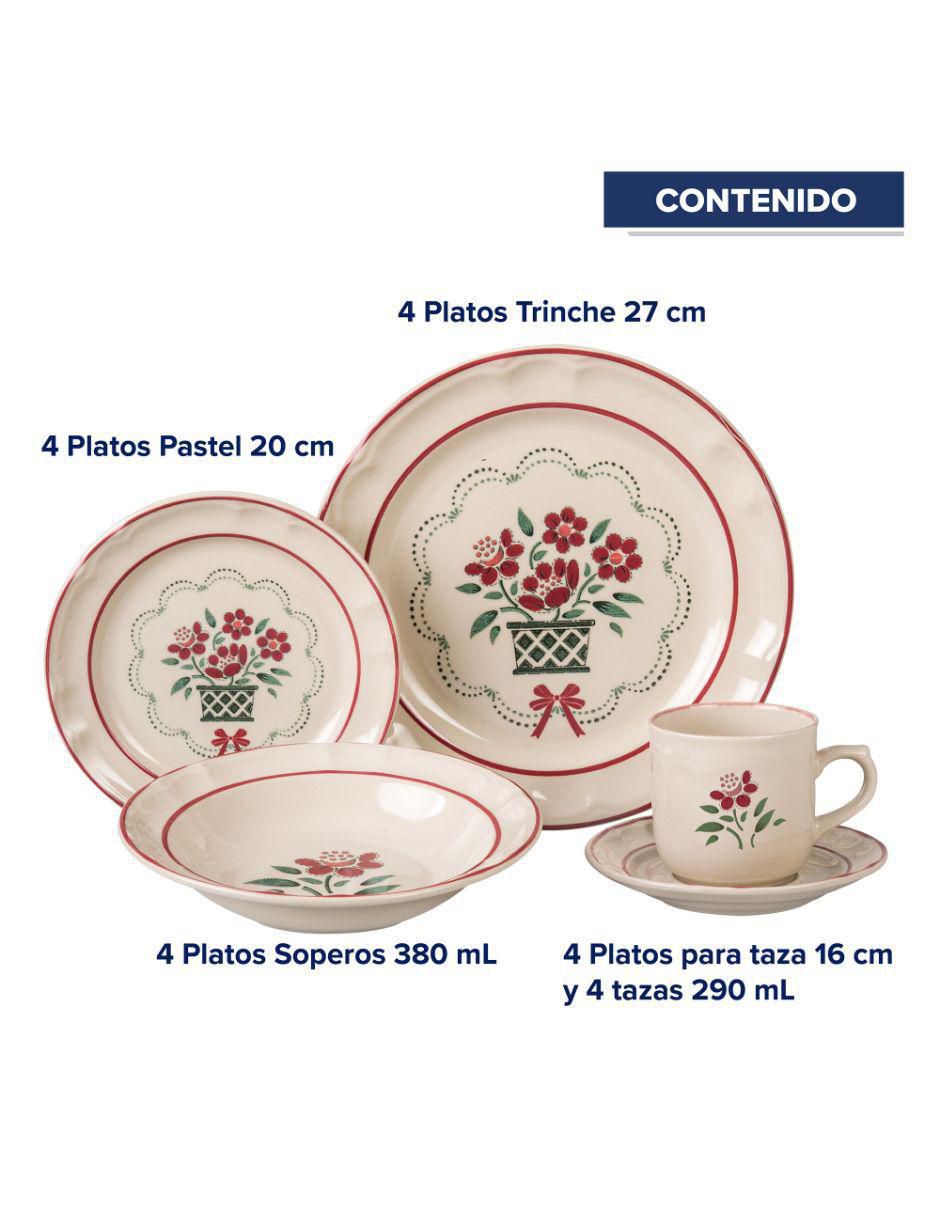 Vajilla cerrada flor de otoño navidad de porcelana para 4 personas 5