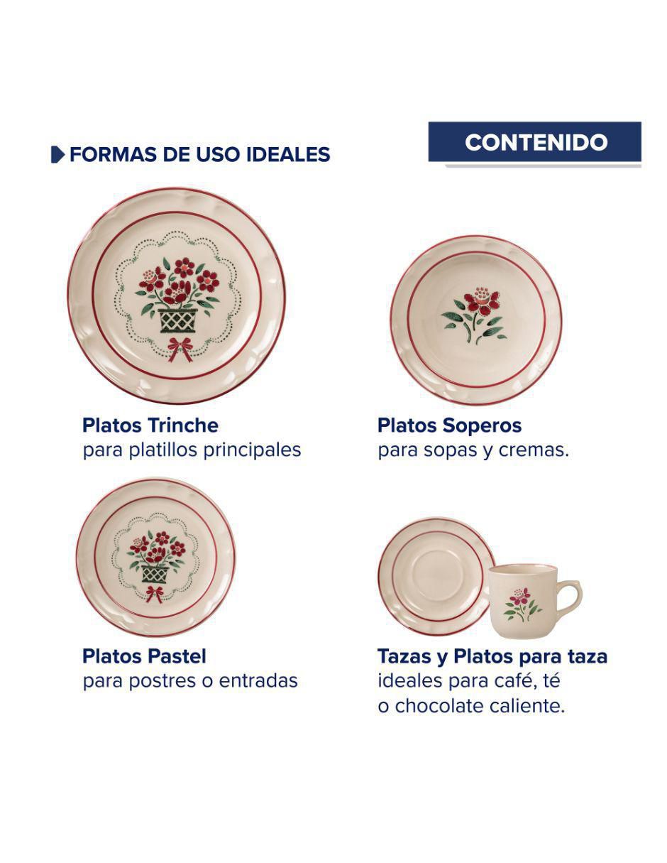 Vajilla cerrada flor de otoño navidad de porcelana para 4 personas 6