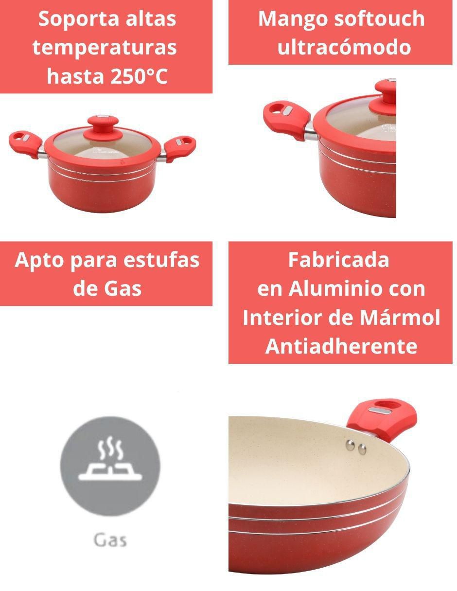 Batería de cocina de aluminio antiadherente minerales naturales 16 piezas 3