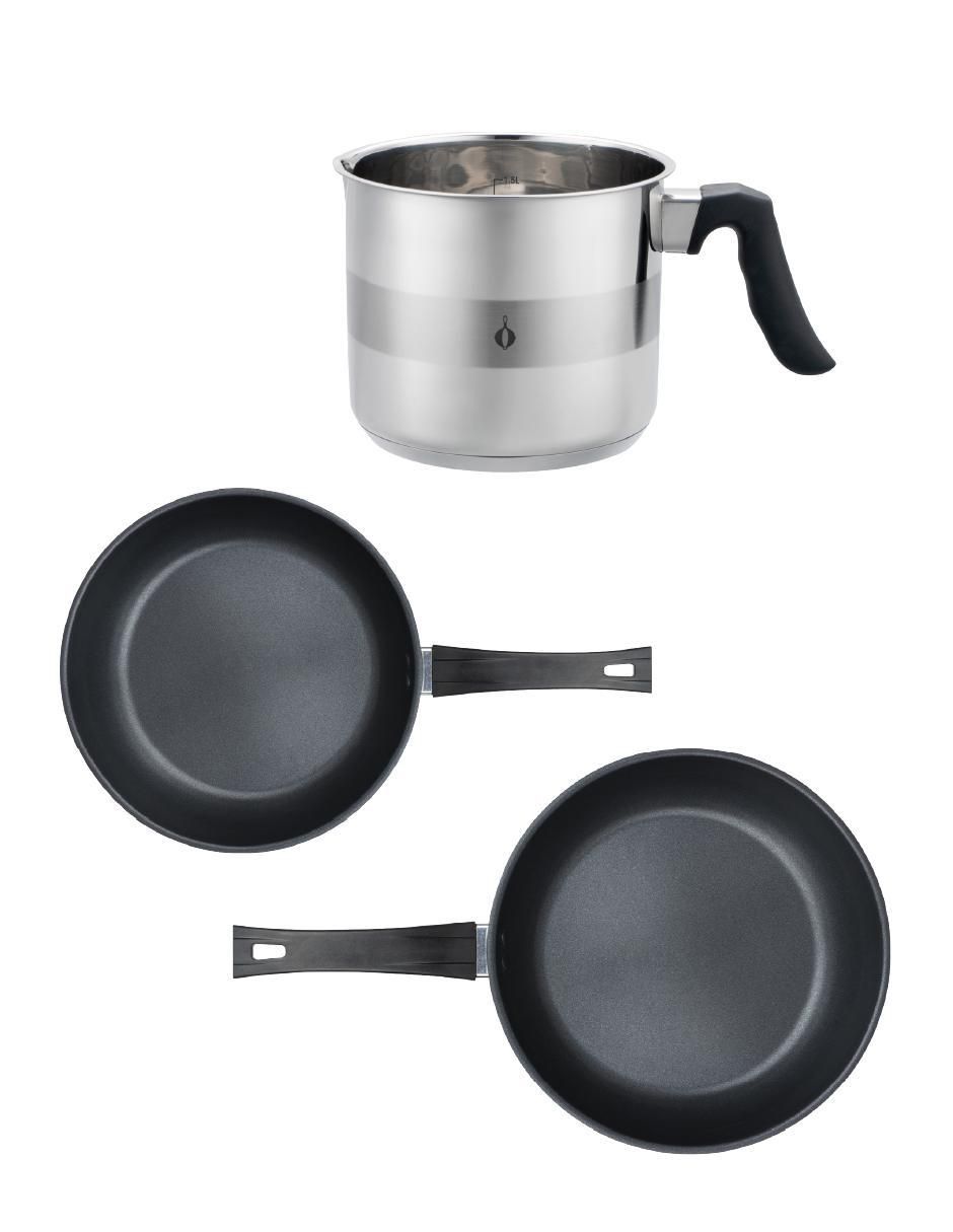 Set de sartenes de acero inoxidable 3 piezas Set de sartenes de acero inoxidable 3 piezas