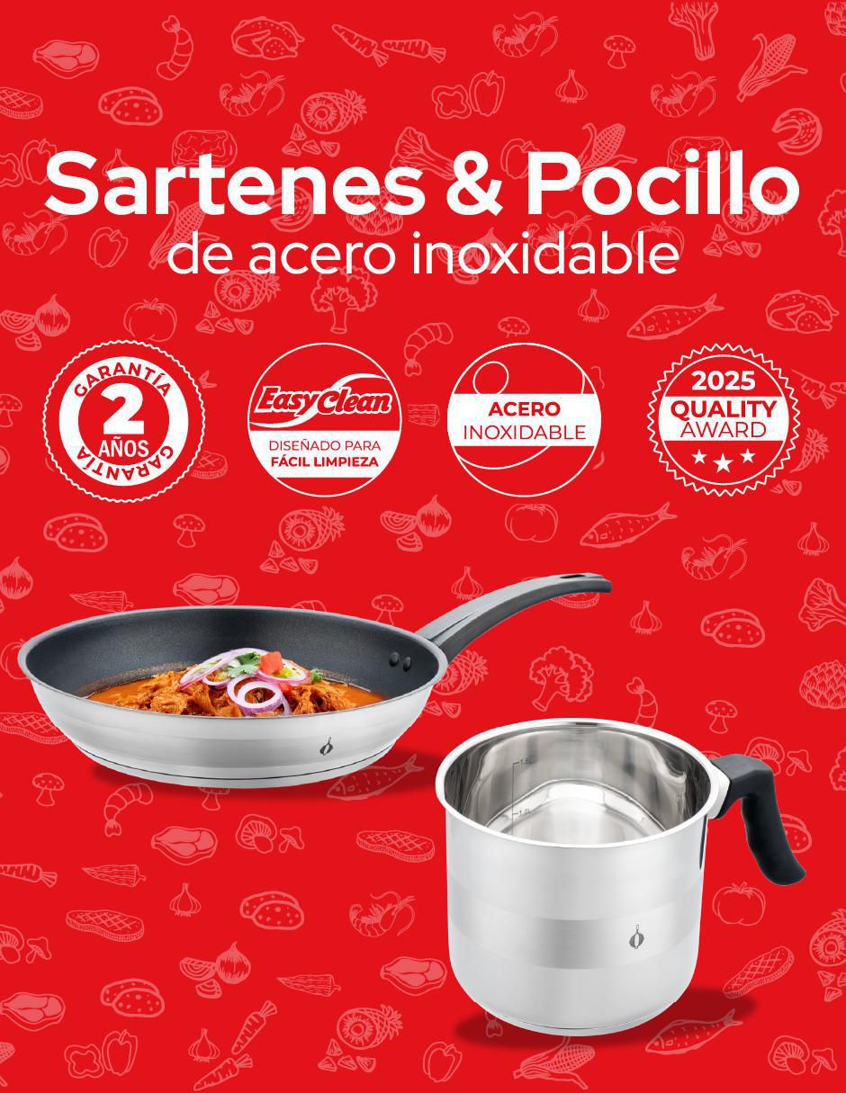 Set de sartenes de acero inoxidable 3 piezas 3