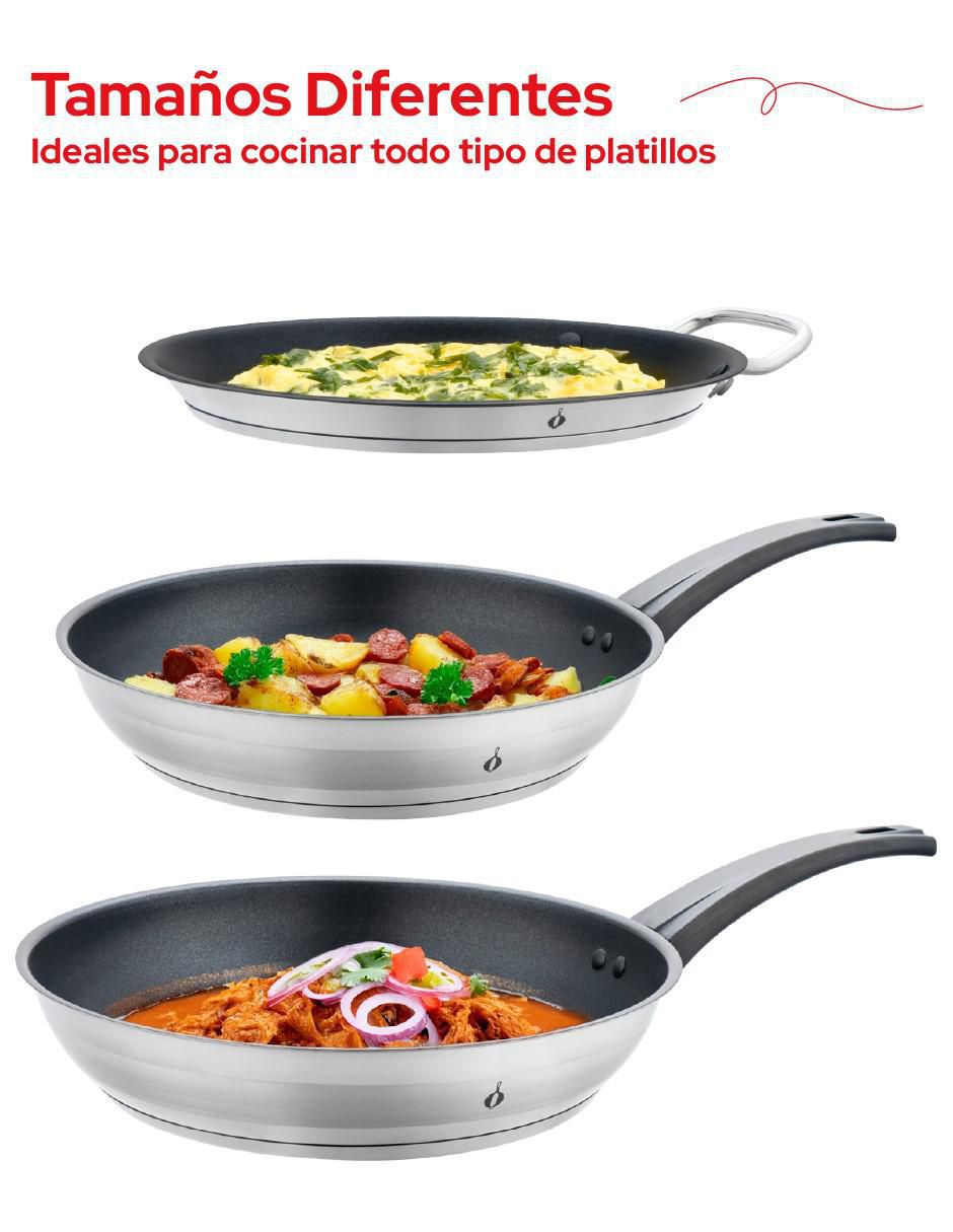 Set de sartenes de acero inoxidable 3 piezas 7