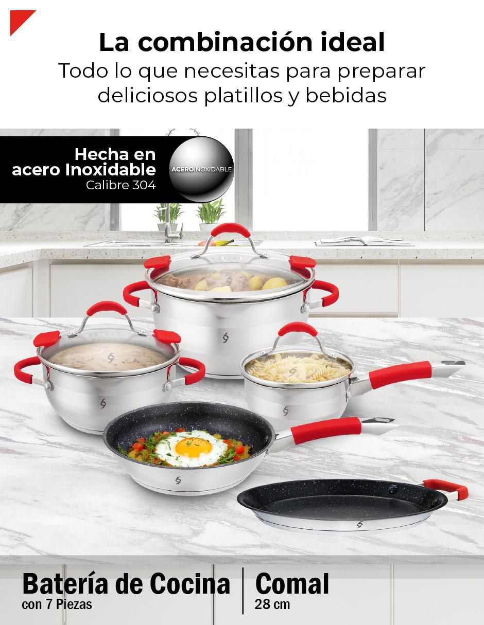 Batería de cocina de acero inoxidable antiadherente titanio 8 piezas 2