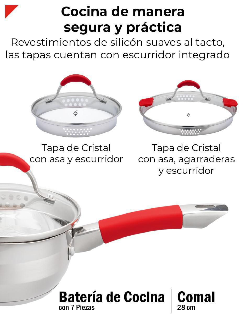 Batería de cocina de acero inoxidable antiadherente titanio 8 piezas 4
