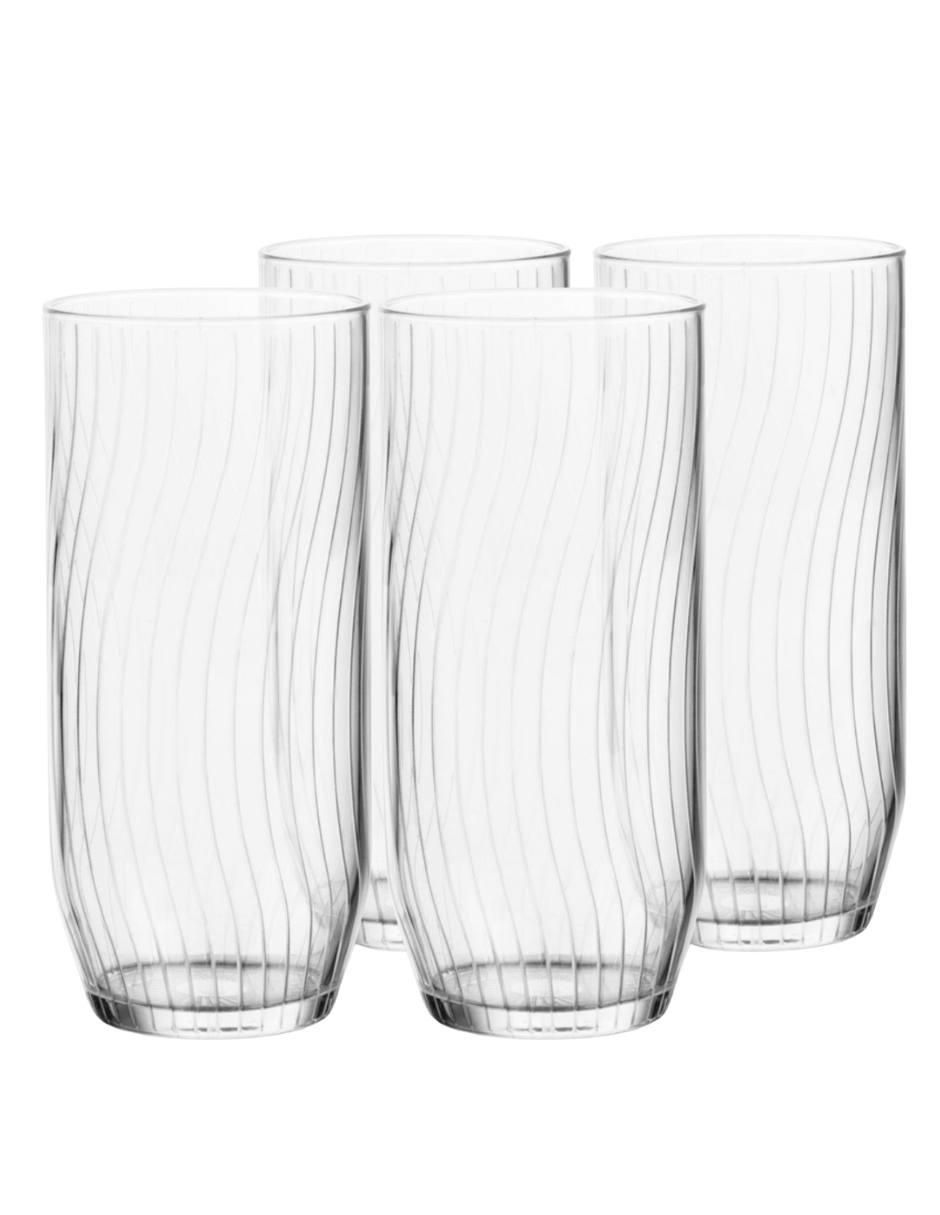 Set de vasos largo brisa de vidrio con 4 piezas