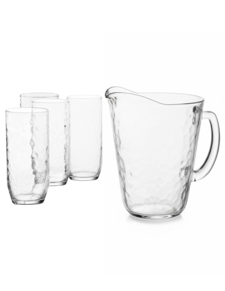 Set jarra con vasos para agua alaska de vidrio con 5 piezas