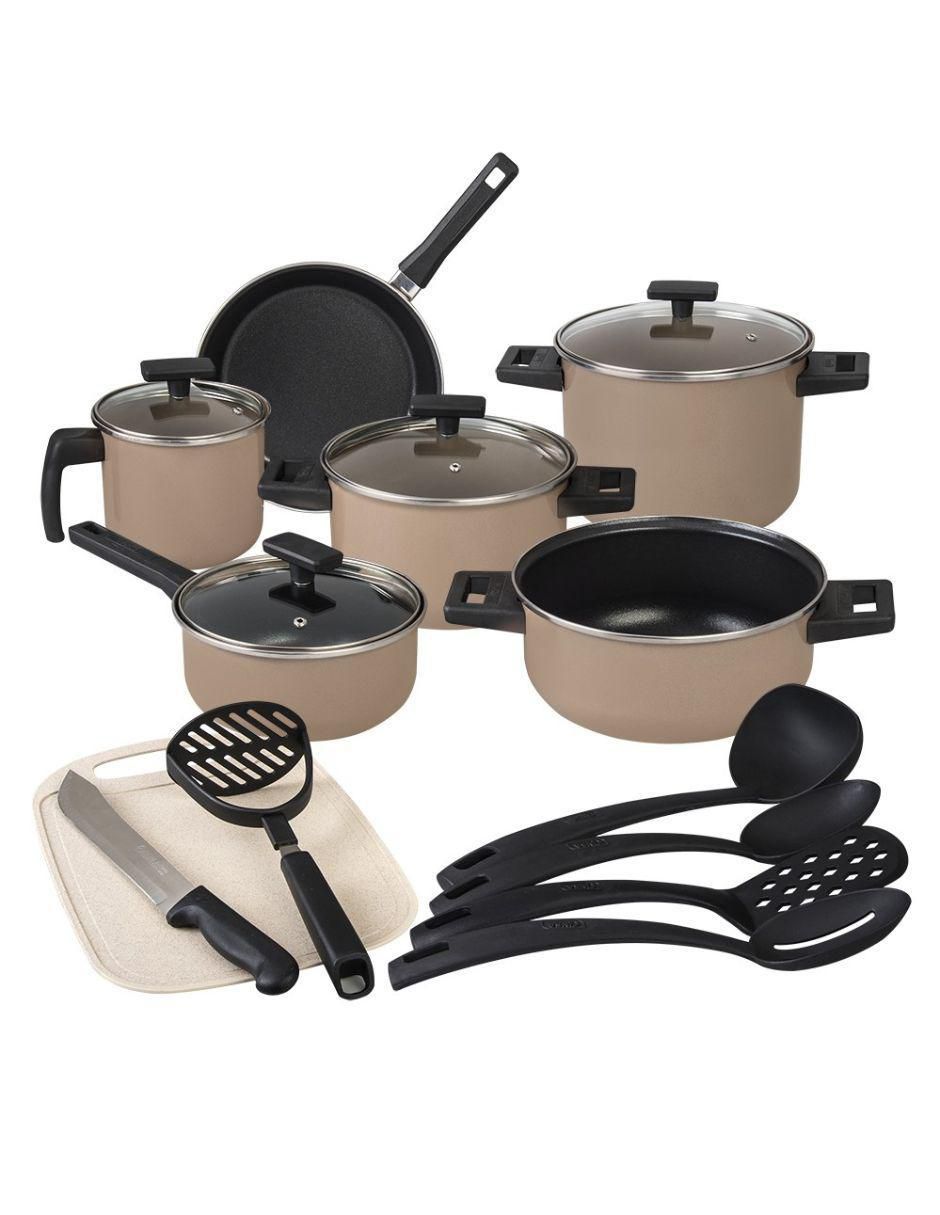 Batería de cocina Duramax de acero vitrificado antiadherente sin PFOA 17 piezas