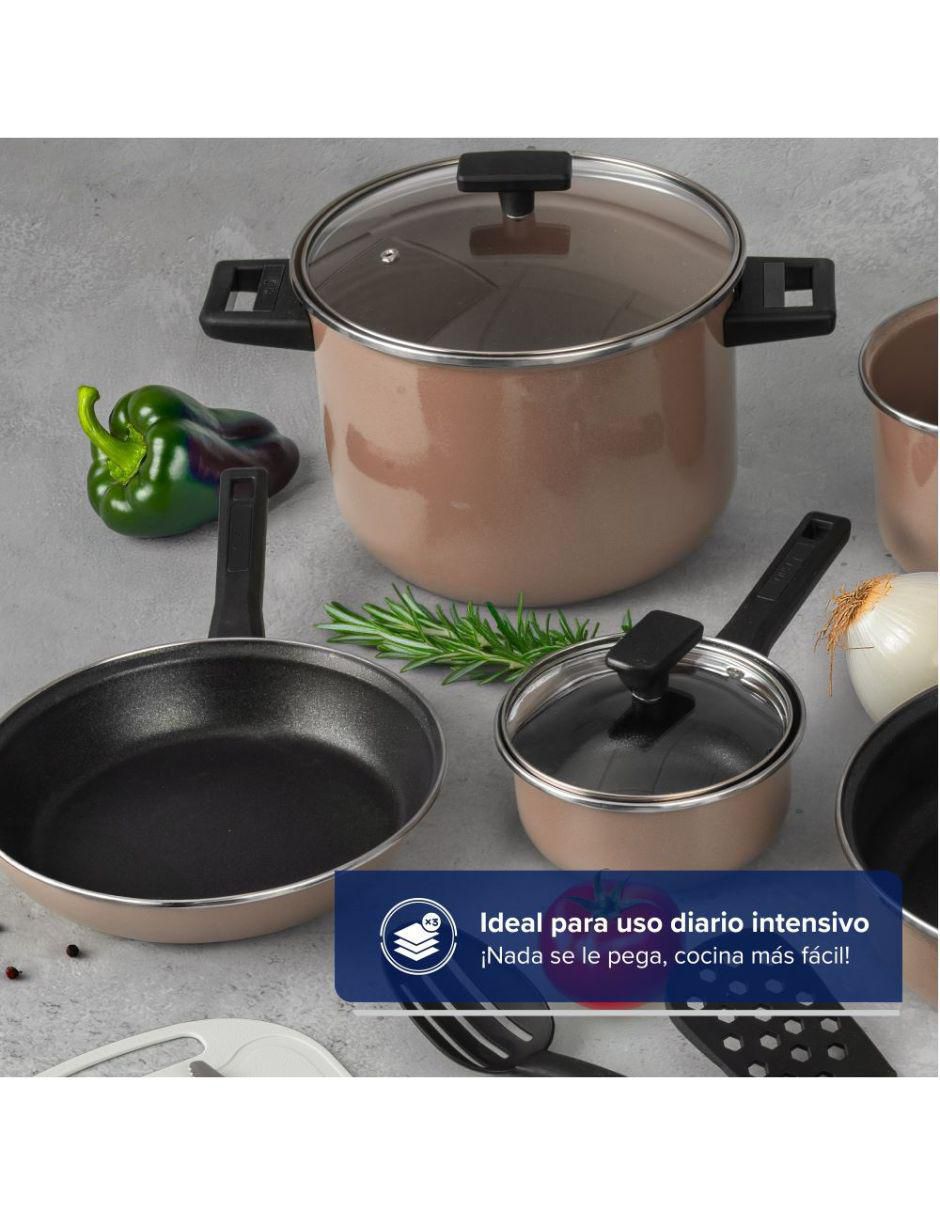 Batería de cocina Duramax de acero vitrificado antiadherente sin PFOA 17 piezas 2