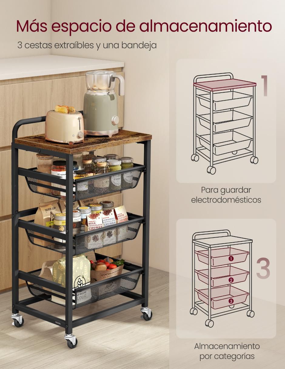 Carro de servicio cocina derry MDF 3