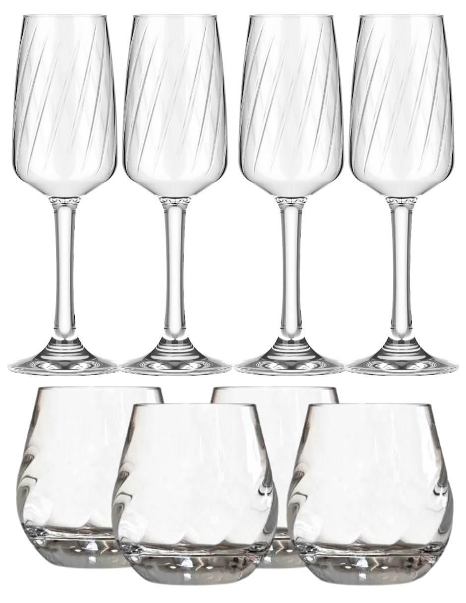 Set de copas para champán lombardia de vidrio 8 piezas