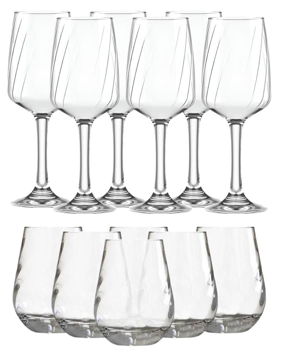 Set de copas lombardia de vidrio 12 piezas