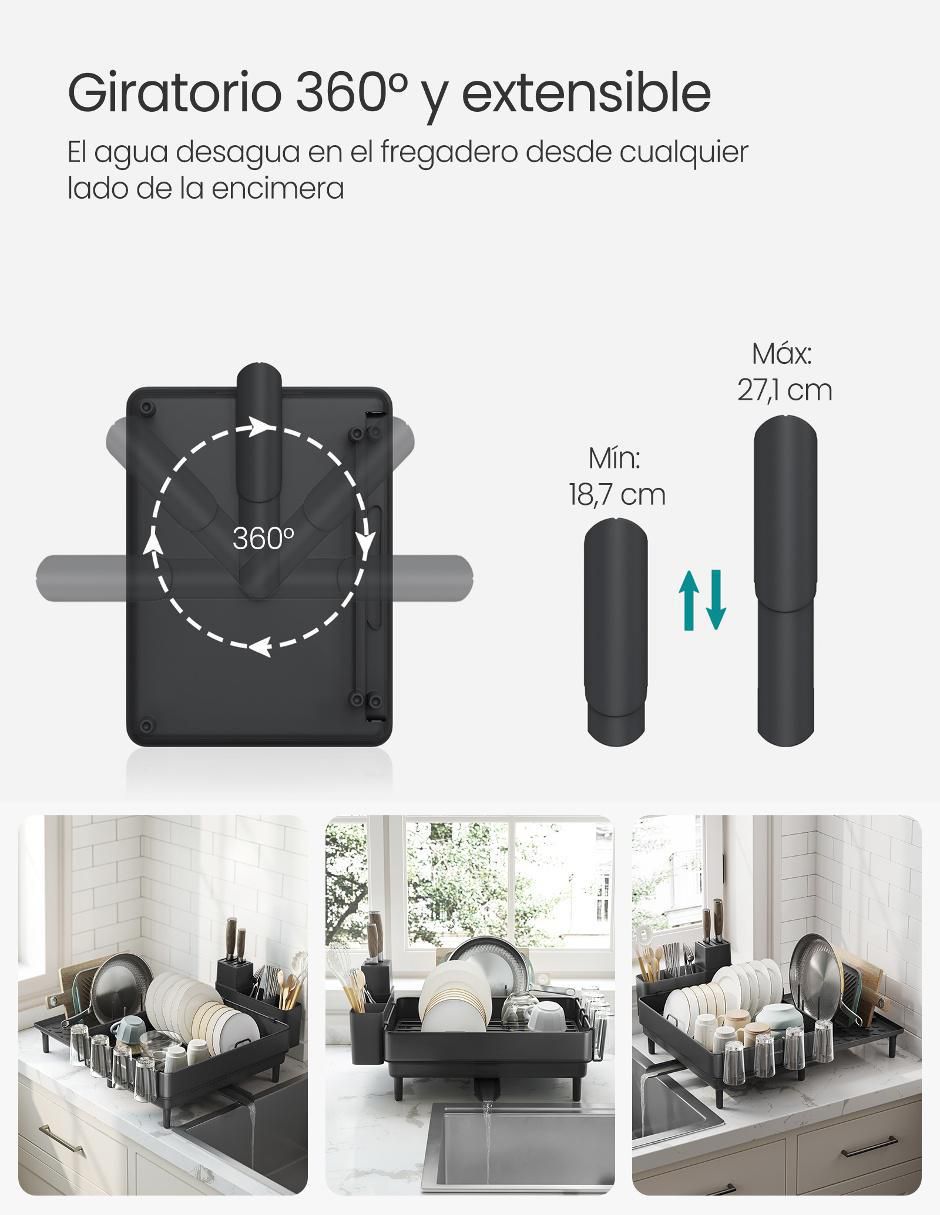 Escurridor de trastes Paxton de acero inoxidable 3
