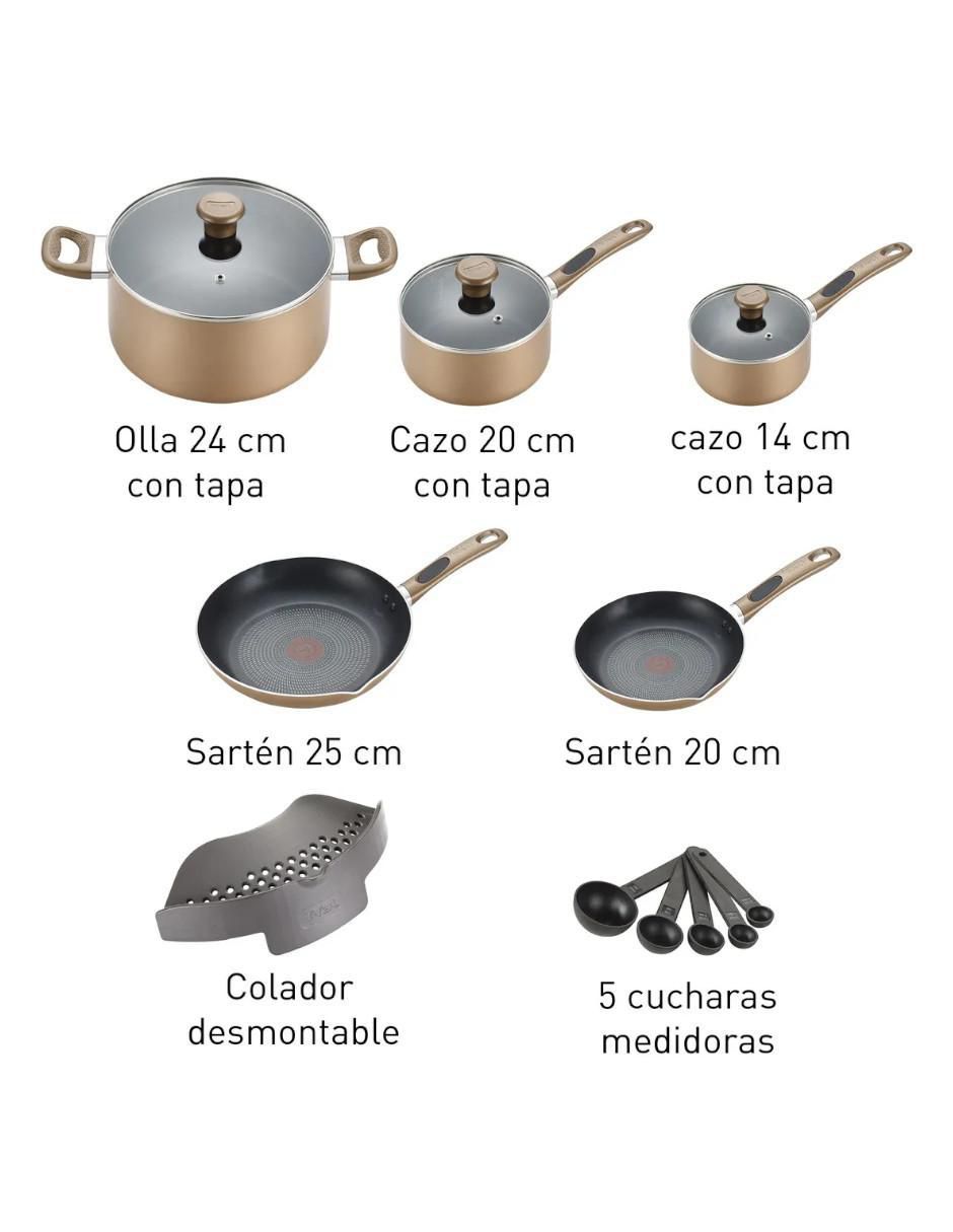 Batería de cocina B036SE64BRONZ de acero inoxidable antiadherente sin PFOA 14 piezas 7